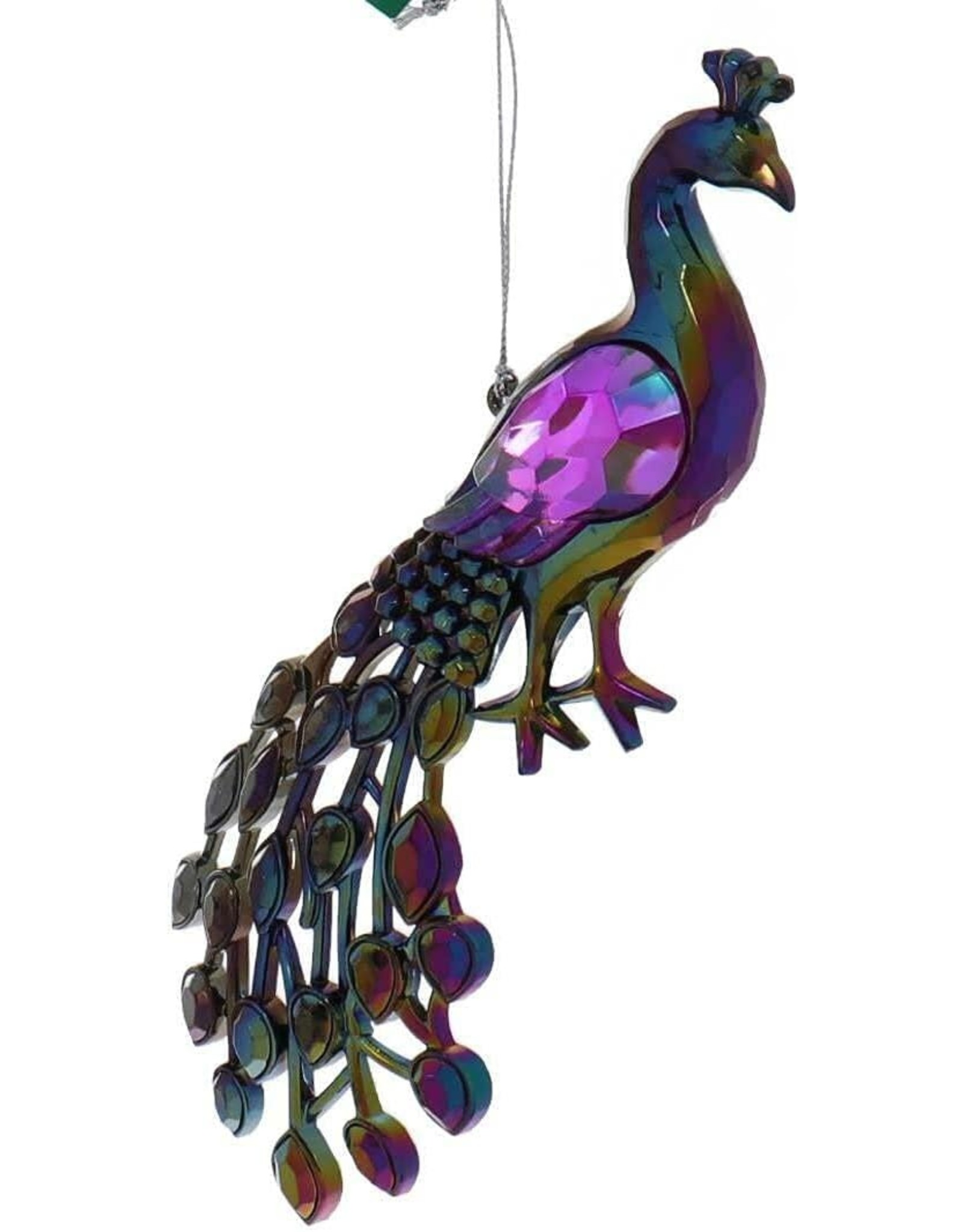 Kurt Adler Jeweled Peacock Birds Acrylic Ornaments Set of 2