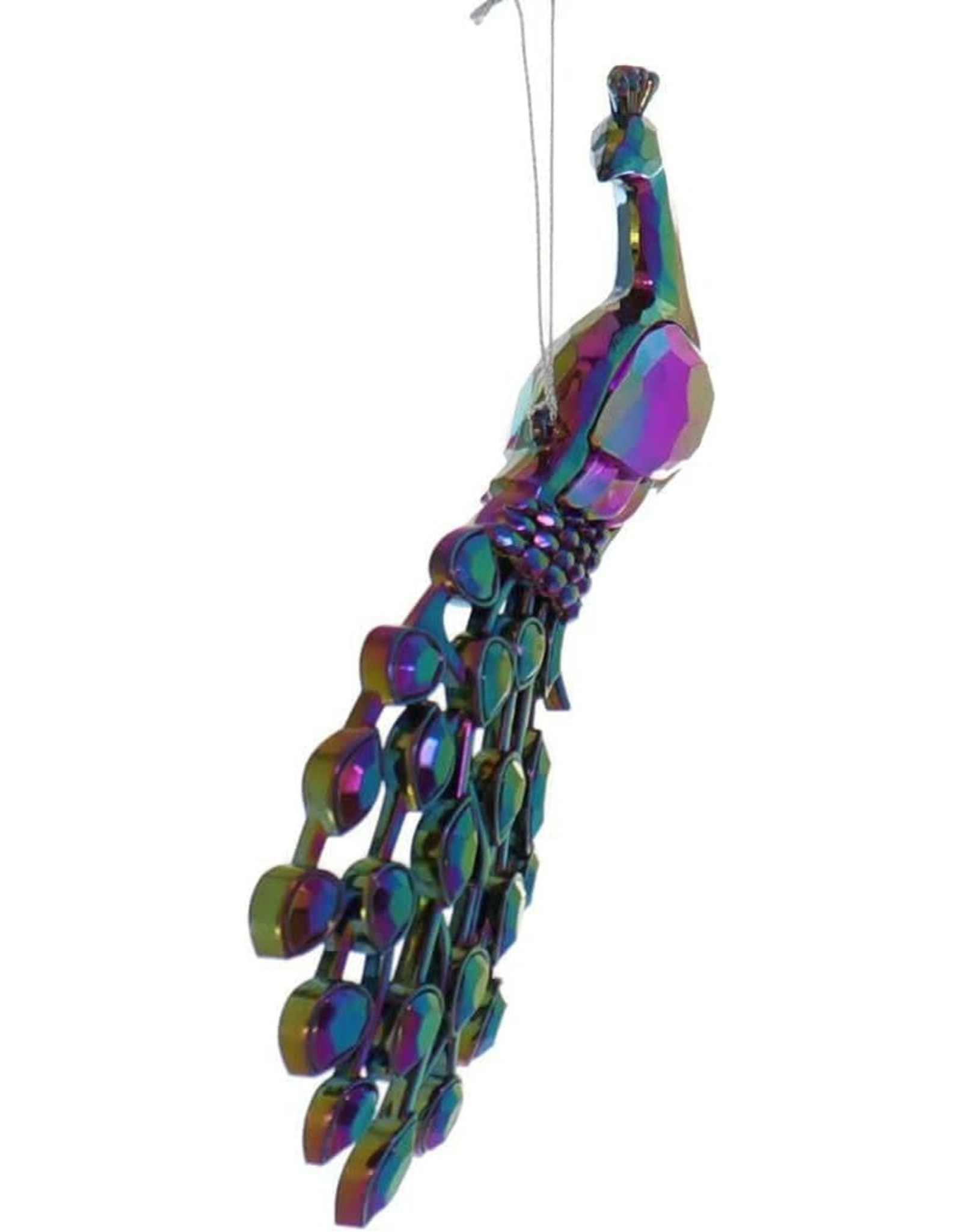 Kurt Adler Jeweled Peacock Birds Acrylic Ornaments Set of 2