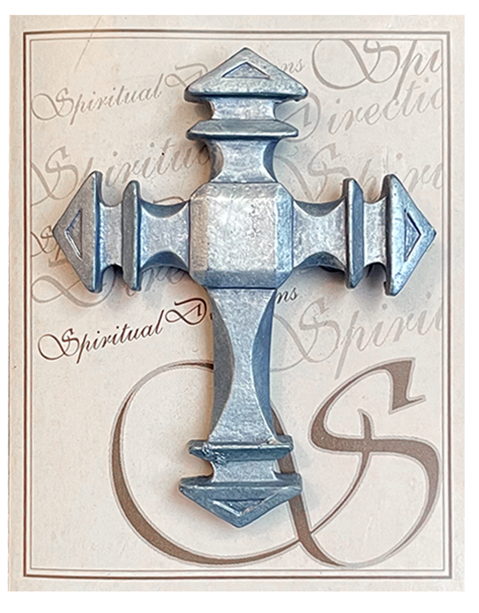 Milestones Cross Lapel Pin on Gift Card by Betty Singer