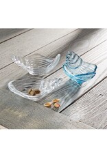 Mud Pie Glass Conch Shell Dip Cups Set 3 5.5x3.5 inch 1 Blue 2 Clear