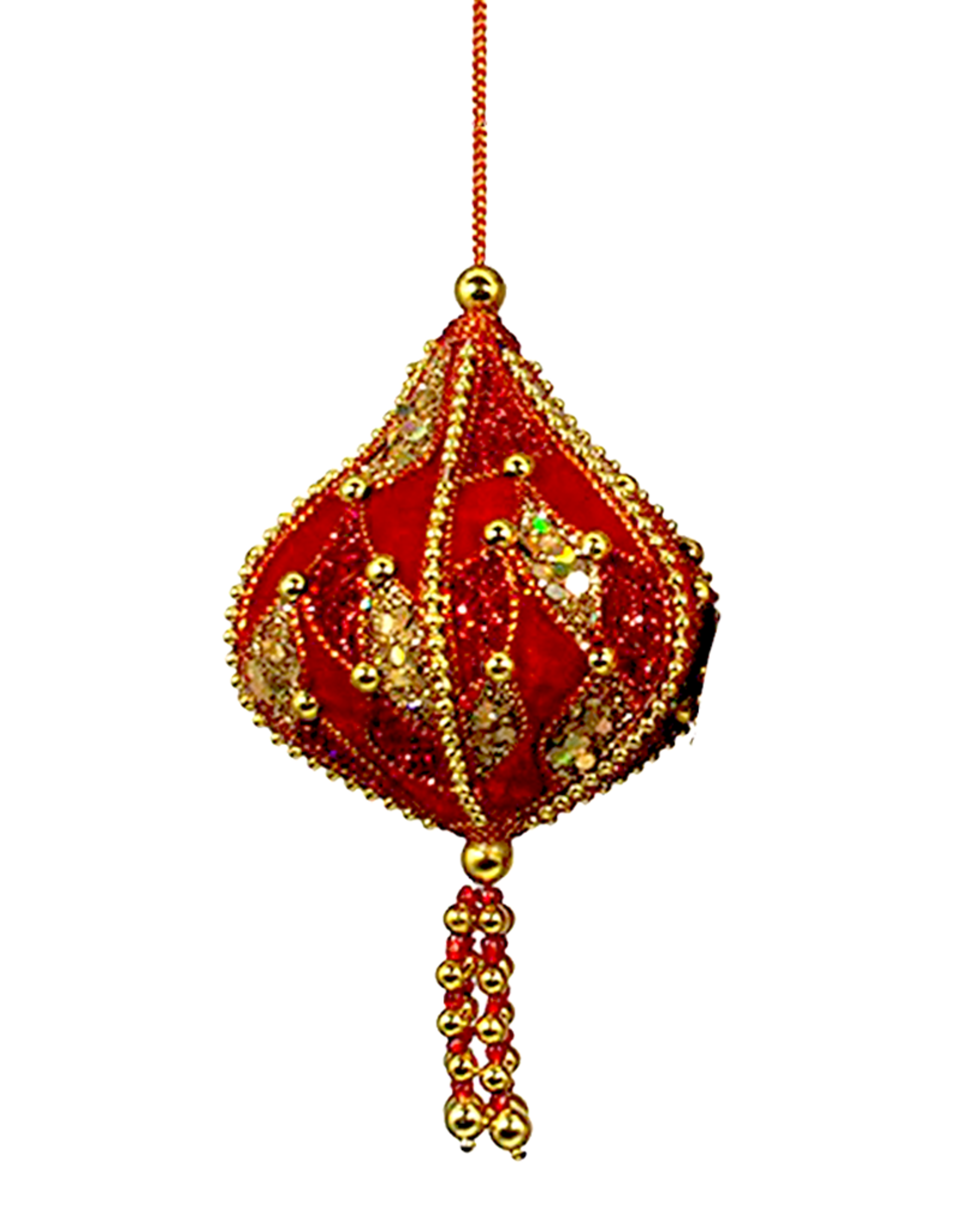 Kurt Adler Red Velour Sequin Gold Beading Ornament Onion TD