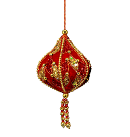 Kurt Adler Red Velour Sequin Gold Beading Ornament Onion TD