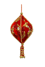 Kurt Adler Red Velour Sequin Gold Beading Ornament Onion DS