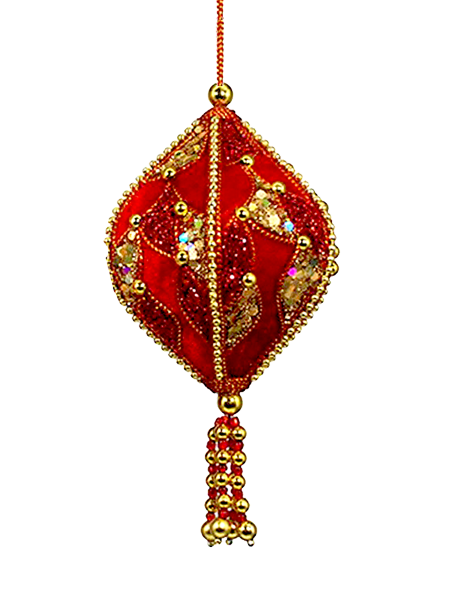 Kurt Adler Red Velour Sequin Gold Beading Ornament Onion DS