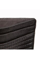 Mens Blake Card Wallet Black Teju Lizard Embossed Leather
