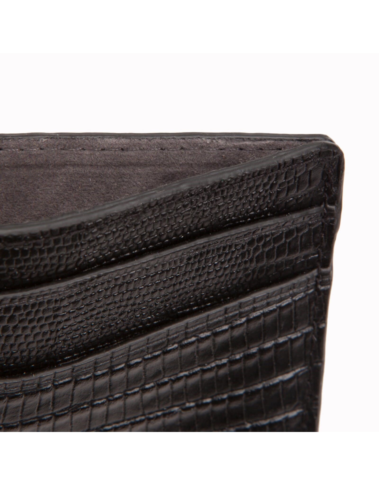 Mens Blake Card Wallet Black Teju Lizard Embossed Leather