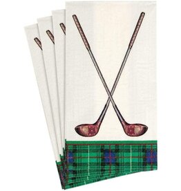 Caspari Paper Guest Towel Napkins 15pk Golfing Golfers Golf Clubs