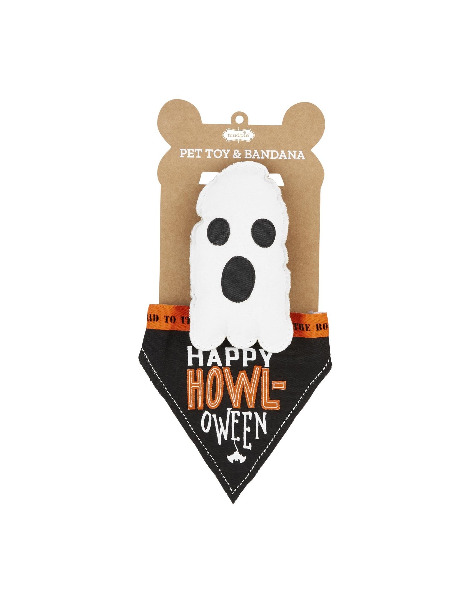 Mud Pie Halloween Dog Bandana w Happy HOWL-oween n Ghost Squeaker Toy