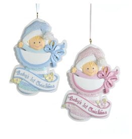 Kurt Adler Baby's 1st Christmas Stocking Ornaments For Personalization