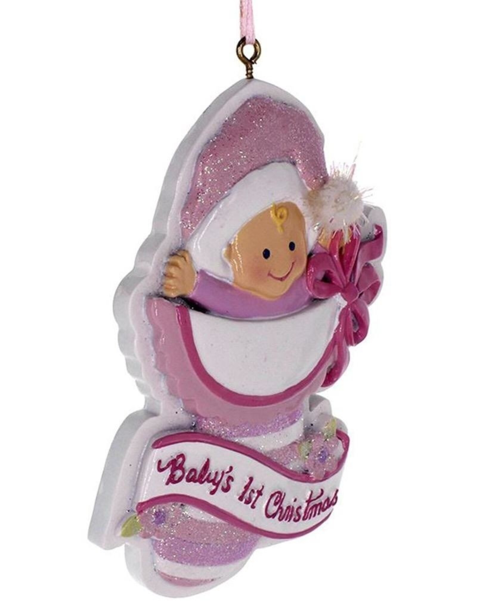 Kurt Adler Baby's 1st Christmas Ornament In Pink
