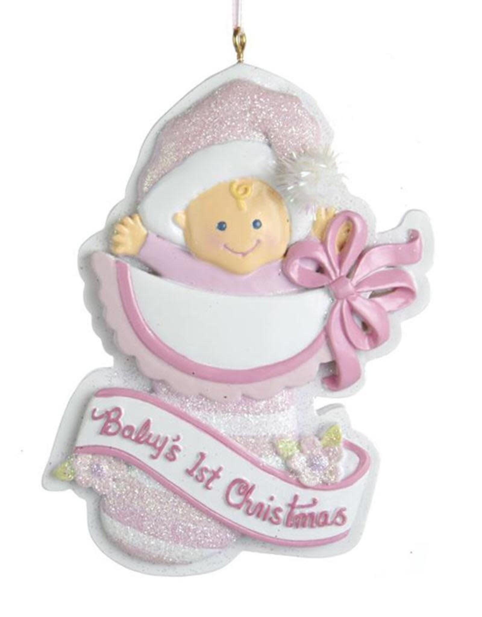 Kurt Adler Baby's 1st Christmas Ornament In Pink