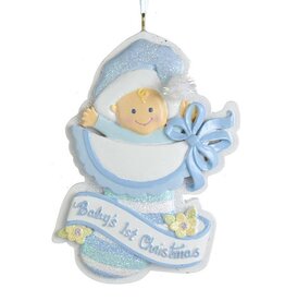 Kurt Adler Baby's 1st Christmas Ornament In Blue