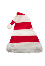 Darice Christmas Santa Hat Red White Stripe w White Faux Fur Trim