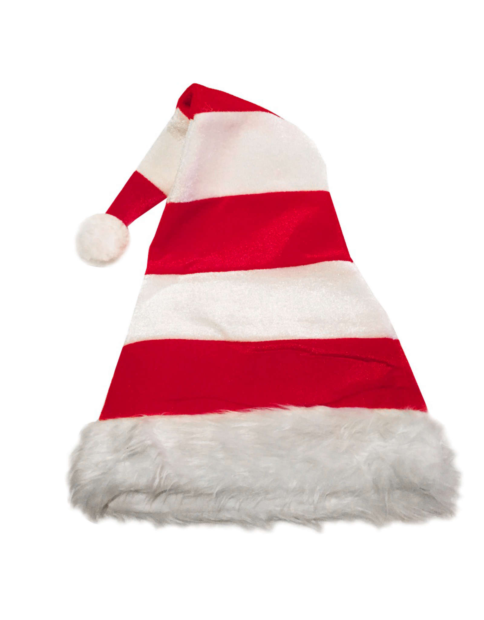 Darice Christmas Santa Hat Red White Stripe w White Faux Fur Trim