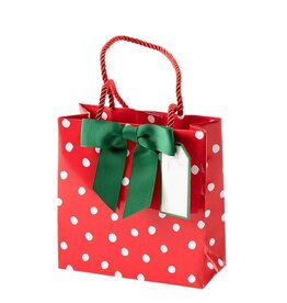 Caspari Christmas Gift Bag Small SQ 5.75x2.5D Painted Dots