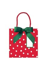 Caspari Christmas Gift Bag Small SQ 5.75x2.5D Painted Dots