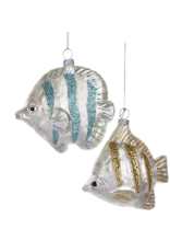 Kurt Adler Glass Fish Ornaments w Glittered Stripes 2 Assorted