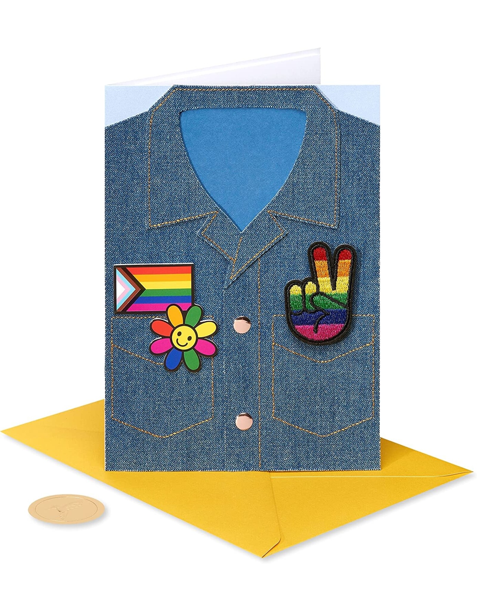 PAPYRUS® Blank Card LGBTQIA+ Pride Jean Jacket With Patches