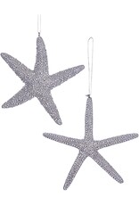 Kurt Adler Silver Starfish Christmas Ornaments 2 Assorted