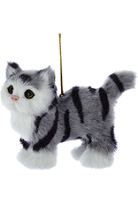Kurt Adler Christmas Cat Ornaments Plush Grey Stripe Cat 4 Inch