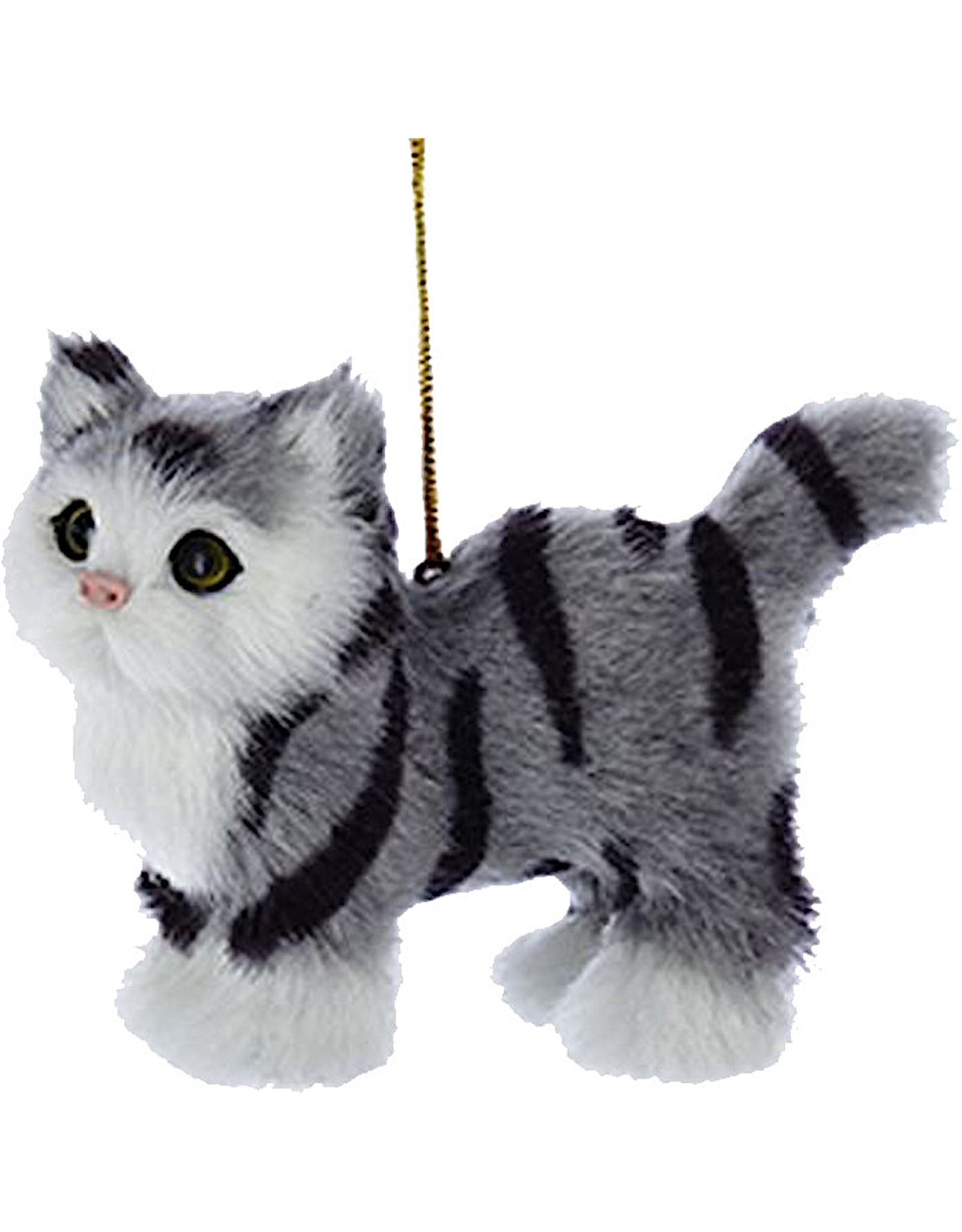 Kurt Adler Christmas Cat Ornaments Plush Grey Stripe Cat 4 Inch