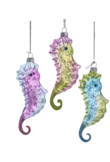 Kurt Adler Multi-Color Glass Seahorse Ornaments 5.25" 3 Assorted