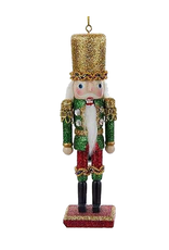 Kurt Adler Christmas Nutcracker Ornament Wood W Glitter 6 Inch -B