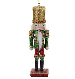 Kurt Adler Christmas Nutcracker Ornament Wood W Glitter 6 Inch -B
