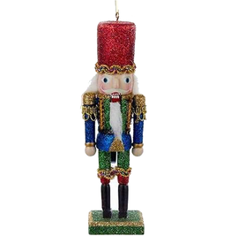 Kurt Adler Christmas Nutcracker Ornament Wood W Glitter 6 Inch -E