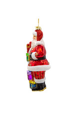 Kurt Adler Bellissimo Glass Santa With Gift Boxes Ornament 7 Inch