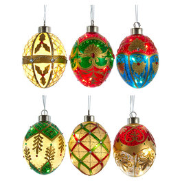 Kurt Adler Illuminated Gems USB LED Lighted Egg Shaped Ornaments