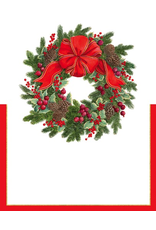 Caspari Christmas Place Cards Tent Style 8pk Evergreen Wreath