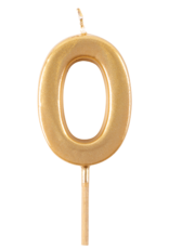 Caspari Number Candles 1PK Number 0 Candle Gold