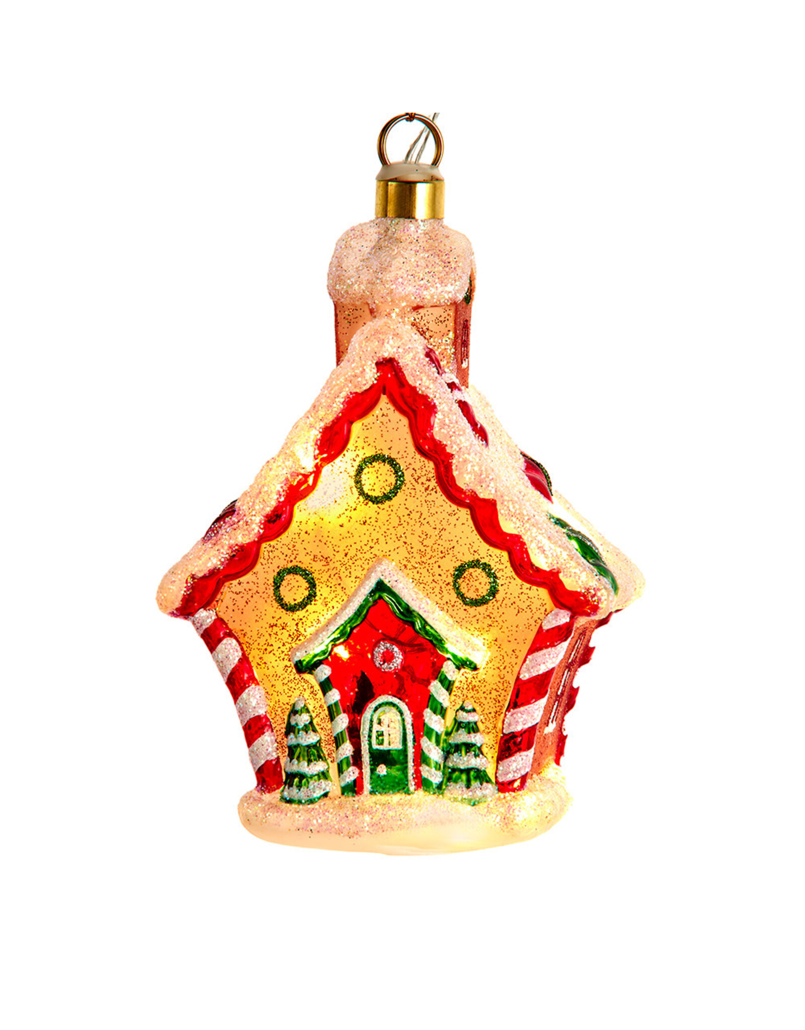 Kurt Adler Illuminated Gems USB LED Lighted Gingerbread House Ornament