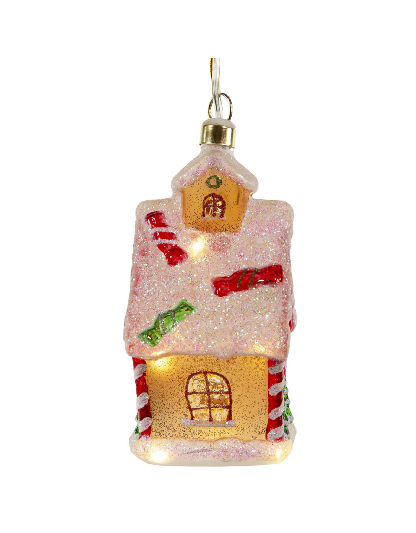 Kurt Adler Illuminated Gems USB LED Lighted Gingerbread House Ornament