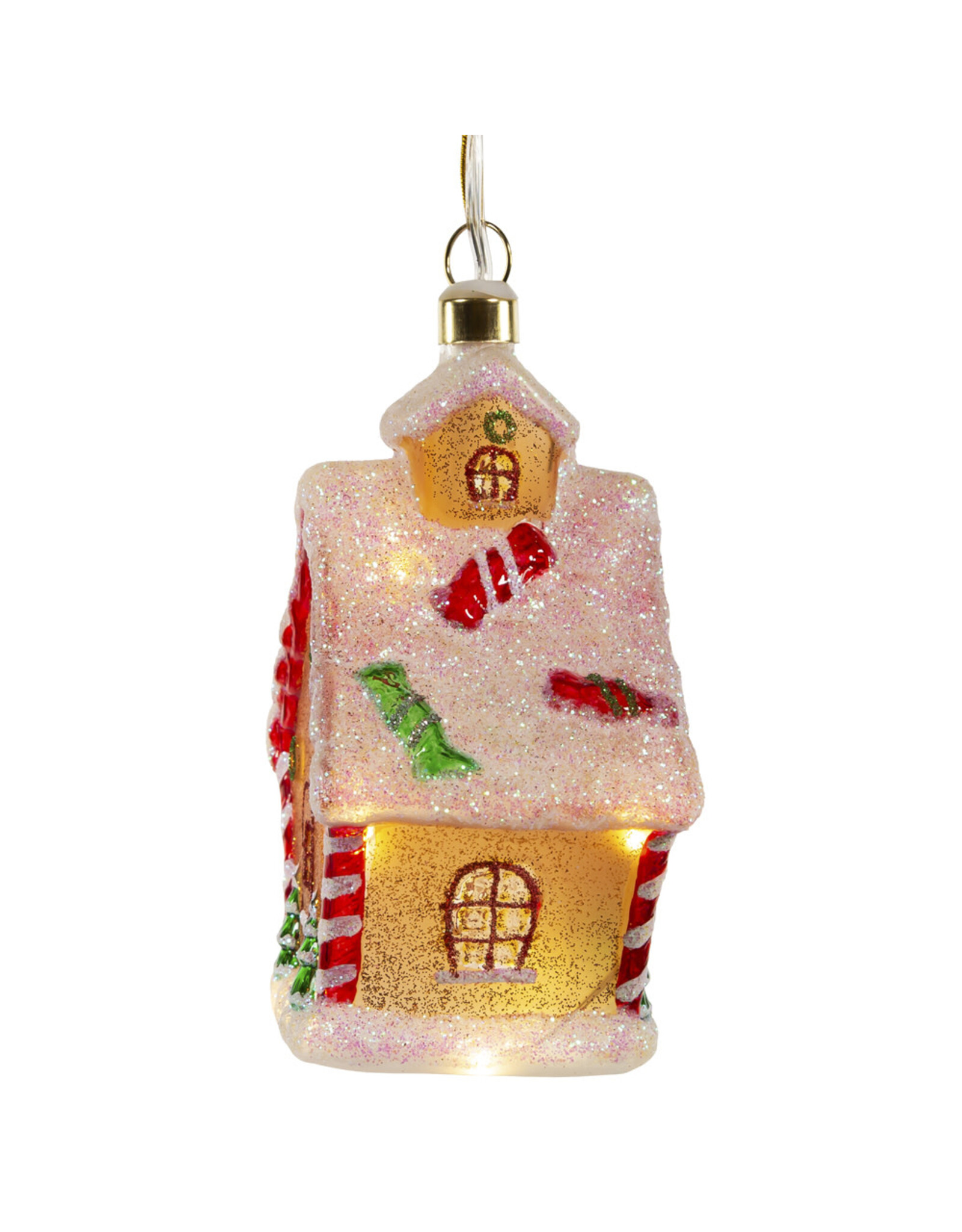 Kurt Adler Illuminated Gems USB LED Lighted Gingerbread House Ornament