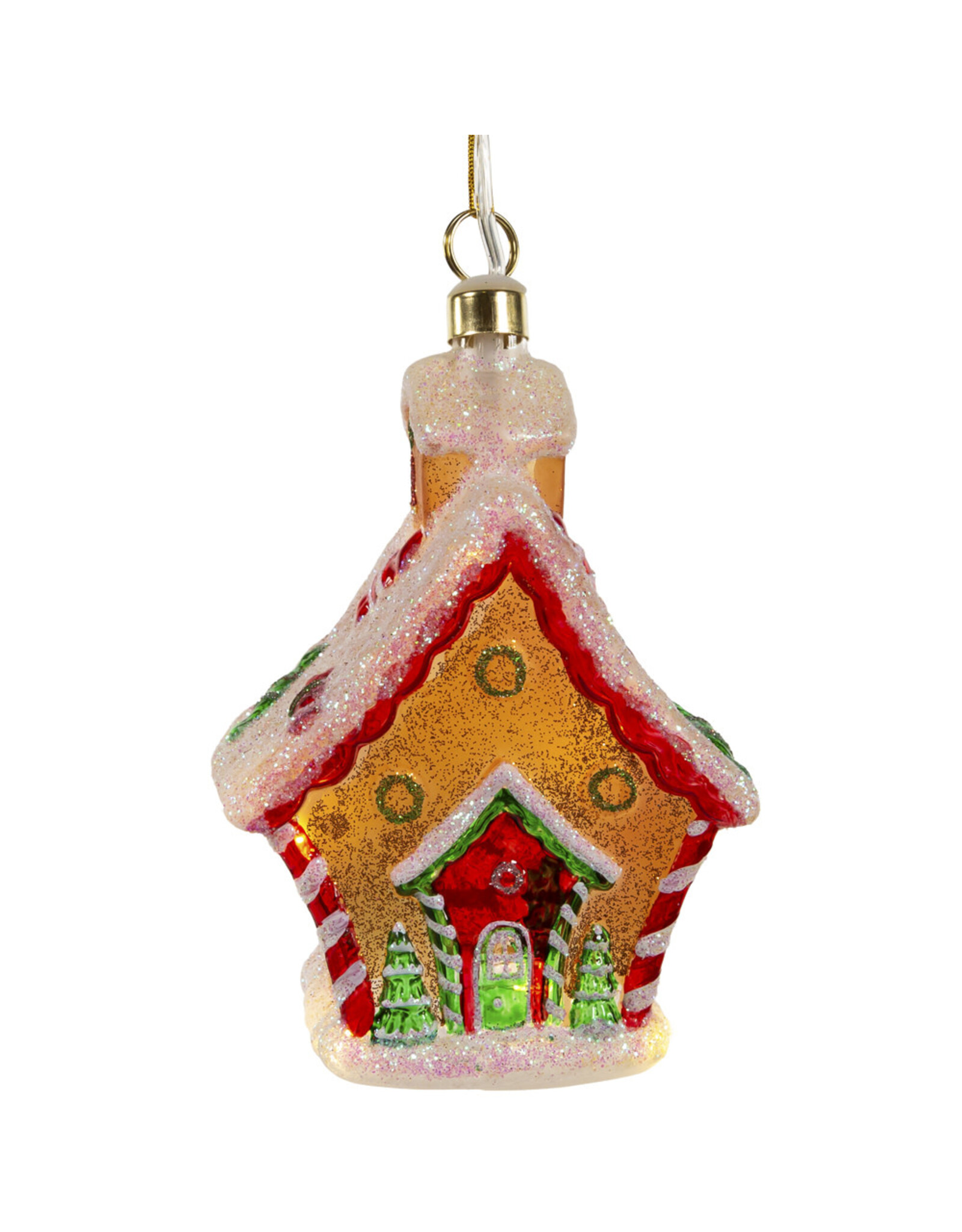 Kurt Adler Illuminated Gems USB LED Lighted Gingerbread House Ornament