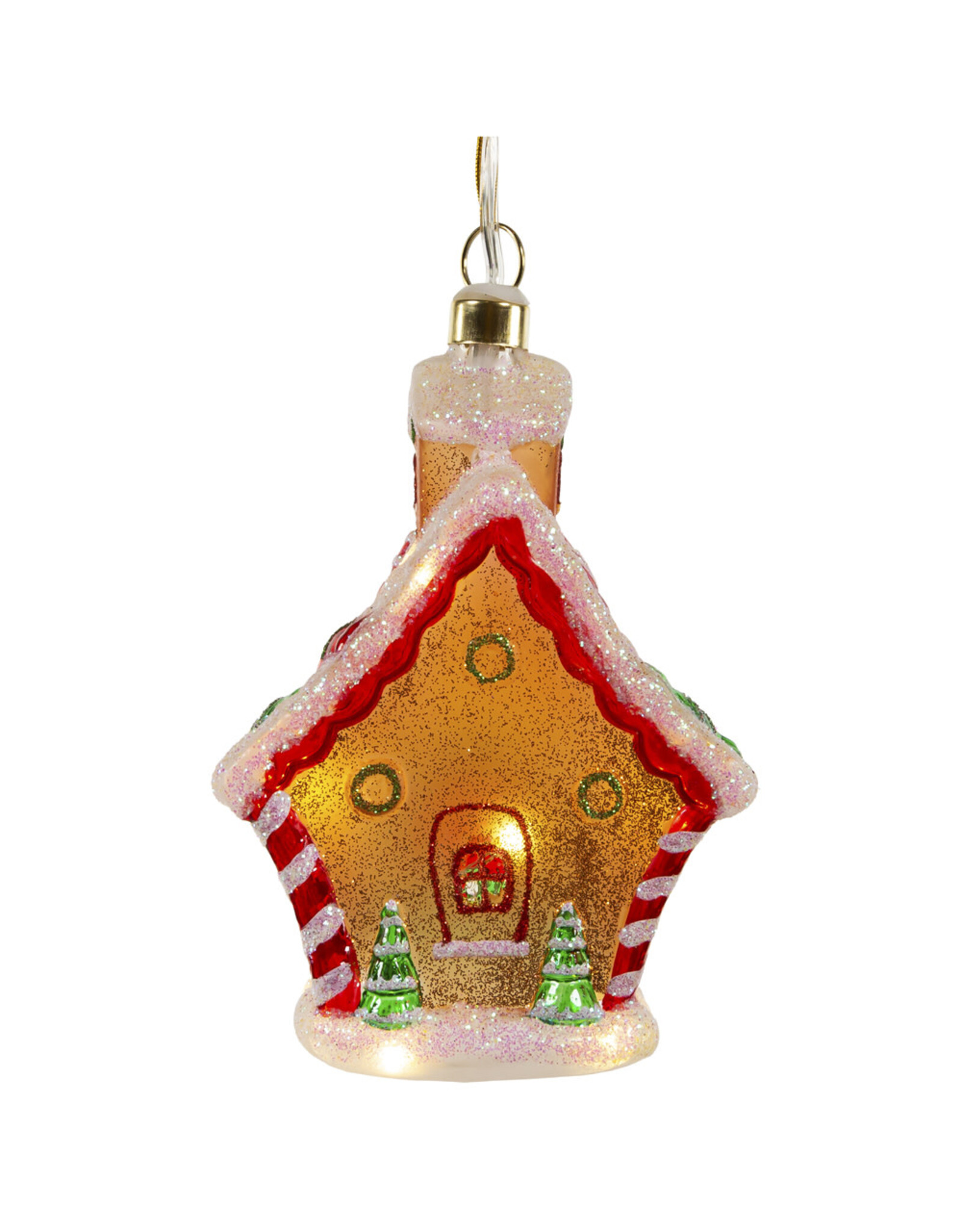 Kurt Adler Illuminated Gems USB LED Lighted Gingerbread House Ornament