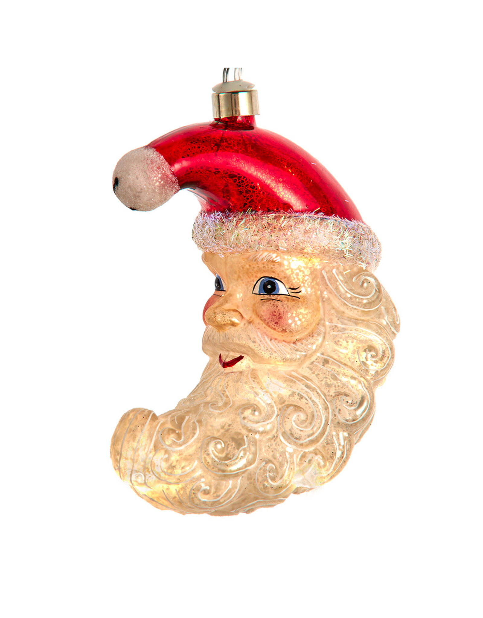 Kurt Adler Illuminated Gems USB LED Lighted Santa Moon Ornament