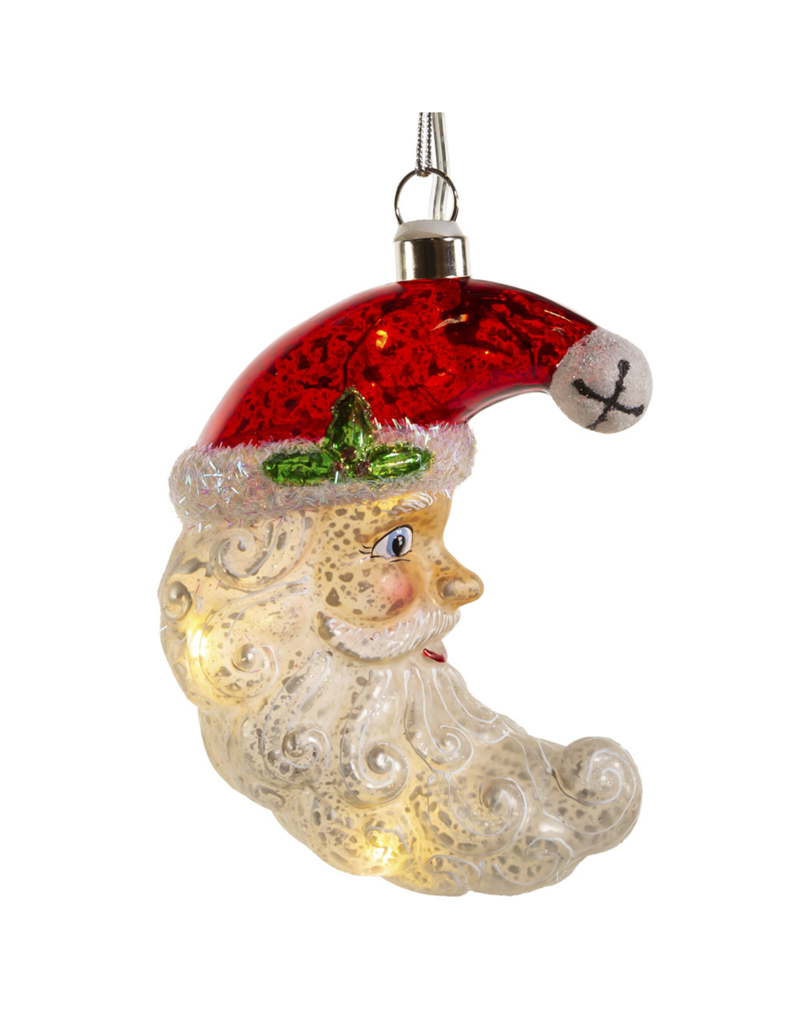 Kurt Adler Illuminated Gems USB LED Lighted Santa Moon Ornament