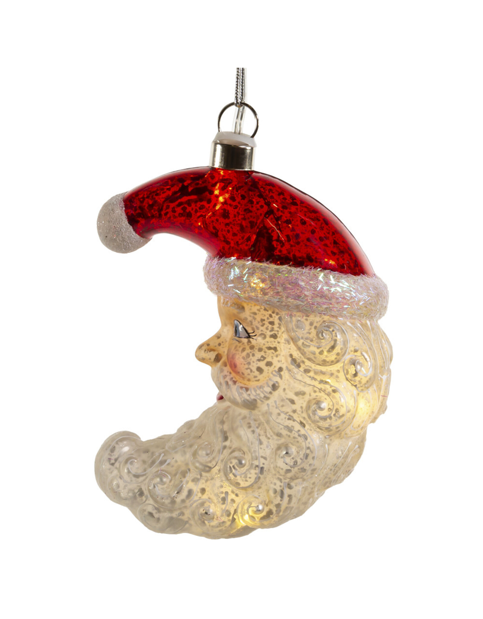 Kurt Adler Illuminated Gems USB LED Lighted Santa Moon Ornament