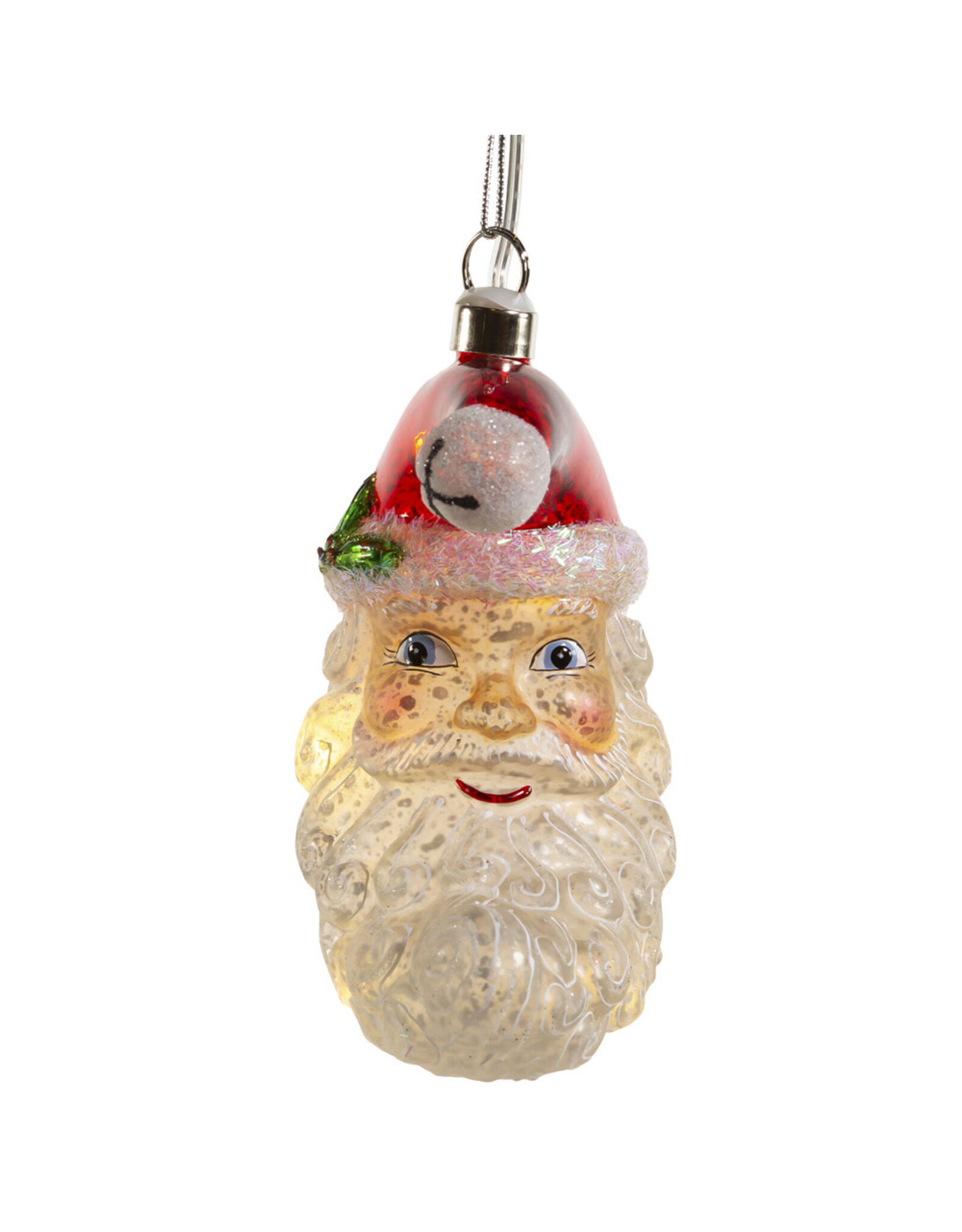 Kurt Adler Illuminated Gems USB LED Lighted Santa Moon Ornament