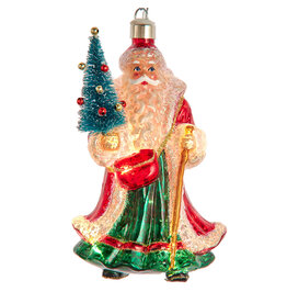 Kurt Adler Illuminated Gems USB LED Lighted Santa W Tree Ornament