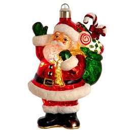 Kurt Adler Illuminated Gems USB LED Lighted Santa Gift Bag Ornament