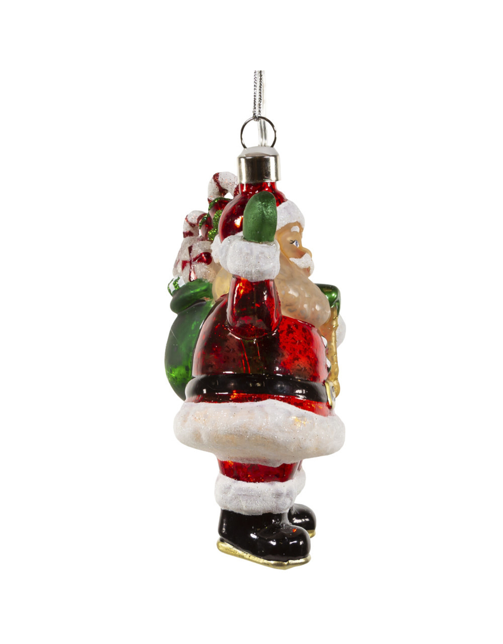 Kurt Adler Illuminated Gems USB LED Lighted Santa Gift Bag Ornament