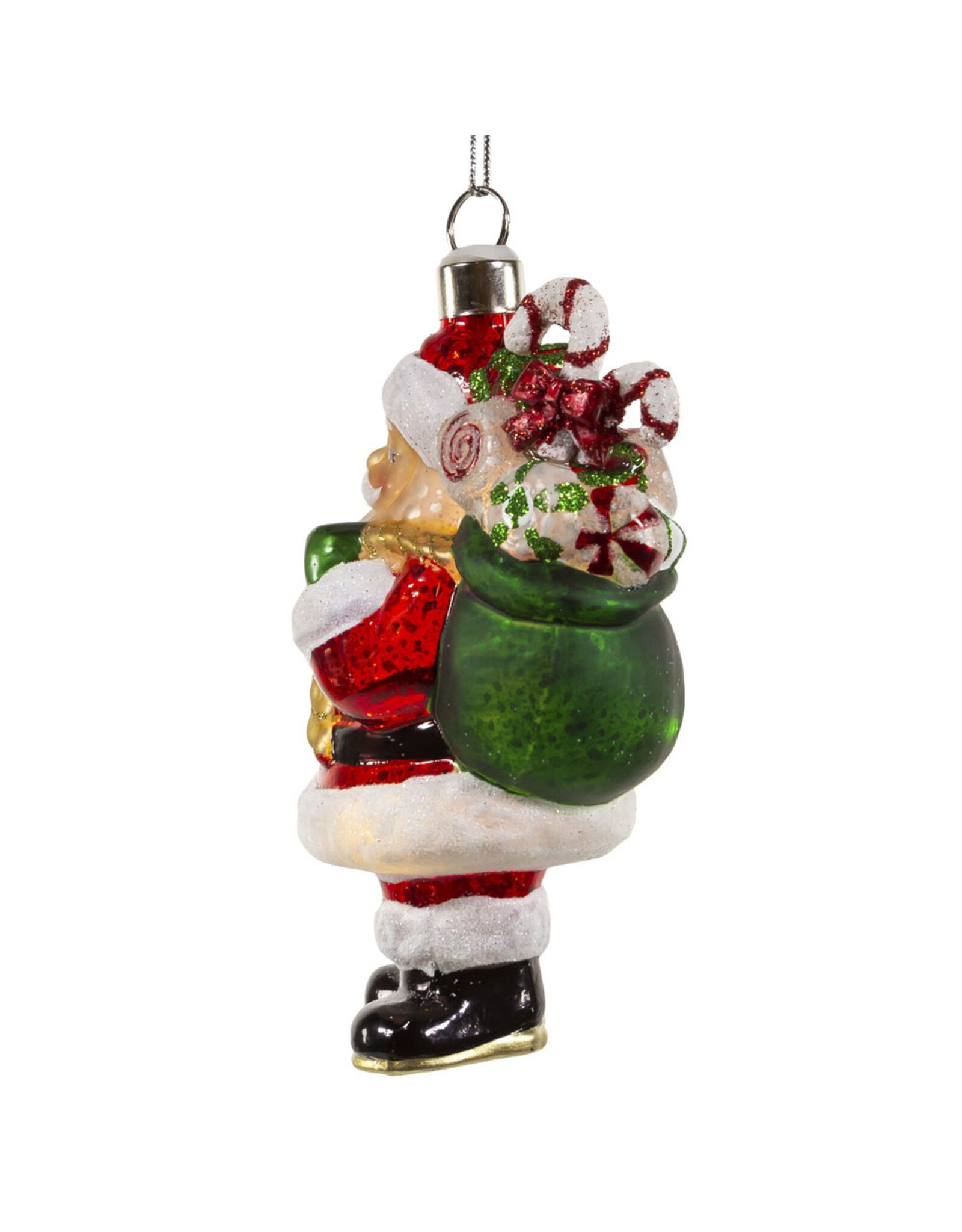 Kurt Adler Illuminated Gems USB LED Lighted Santa Gift Bag Ornament