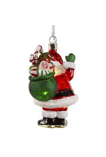 Kurt Adler Illuminated Gems USB LED Lighted Santa Gift Bag Ornament