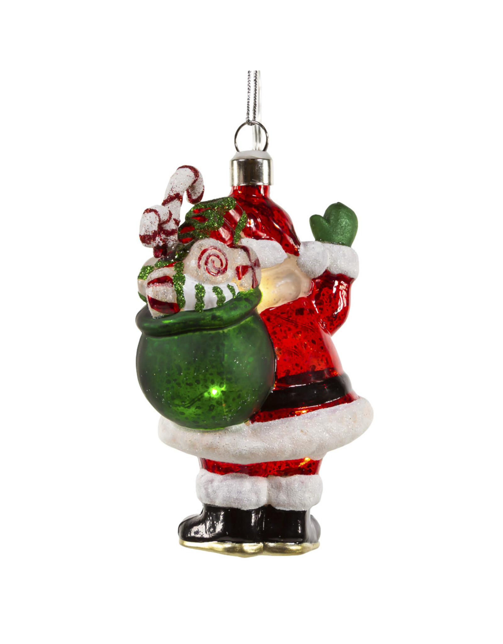 Kurt Adler Illuminated Gems USB LED Lighted Santa Gift Bag Ornament