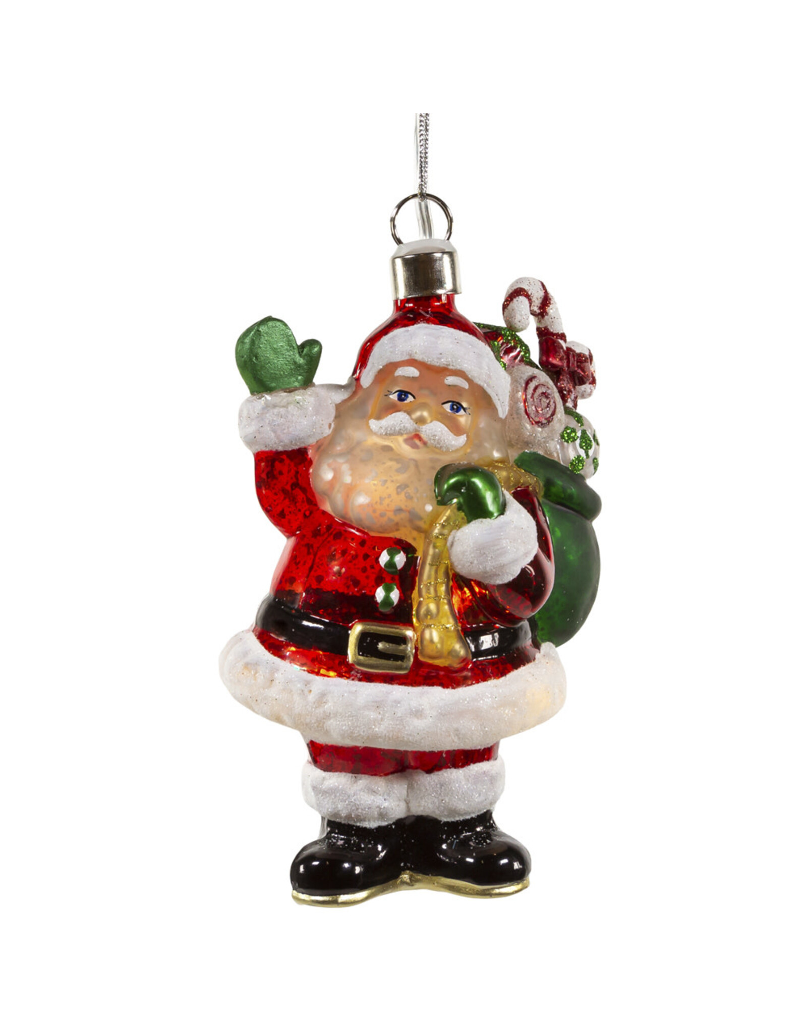 Kurt Adler Illuminated Gems USB LED Lighted Santa Gift Bag Ornament
