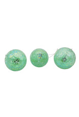 Kurt Adler Glass Iridescent Green Ornaments 80mm 3pc Set